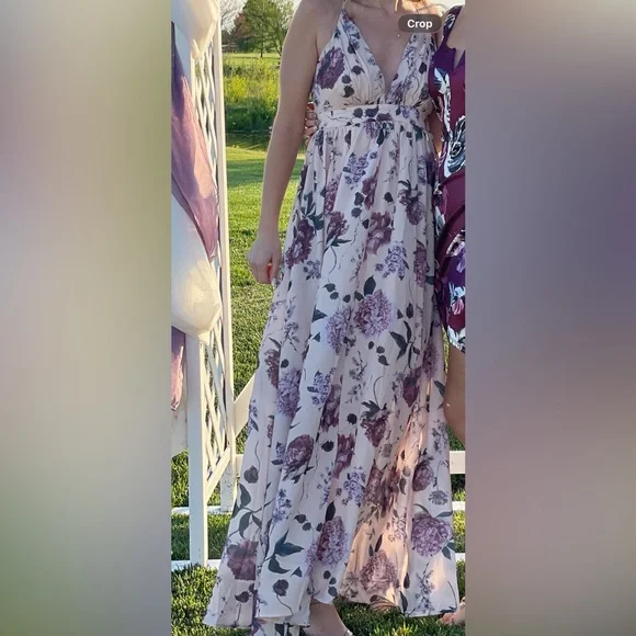 SHEIN Cream/Apricot and Purple Floral Dress - Picture 5 of 5